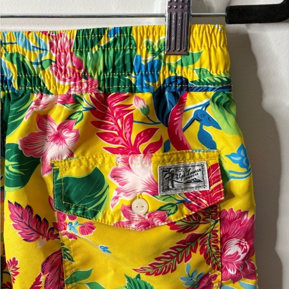 Polo Ralph Lauren Men's Yellow Floral Print Traveler Swim Trunks Hawaiian - Picture 4 of 5